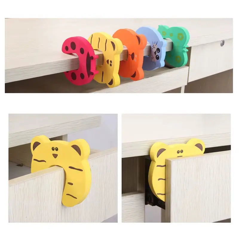 5PCS Baby Security Protection Door Stopper Furniture Protection Card Animal Finger Protector Baby Care Safety Kids Locks