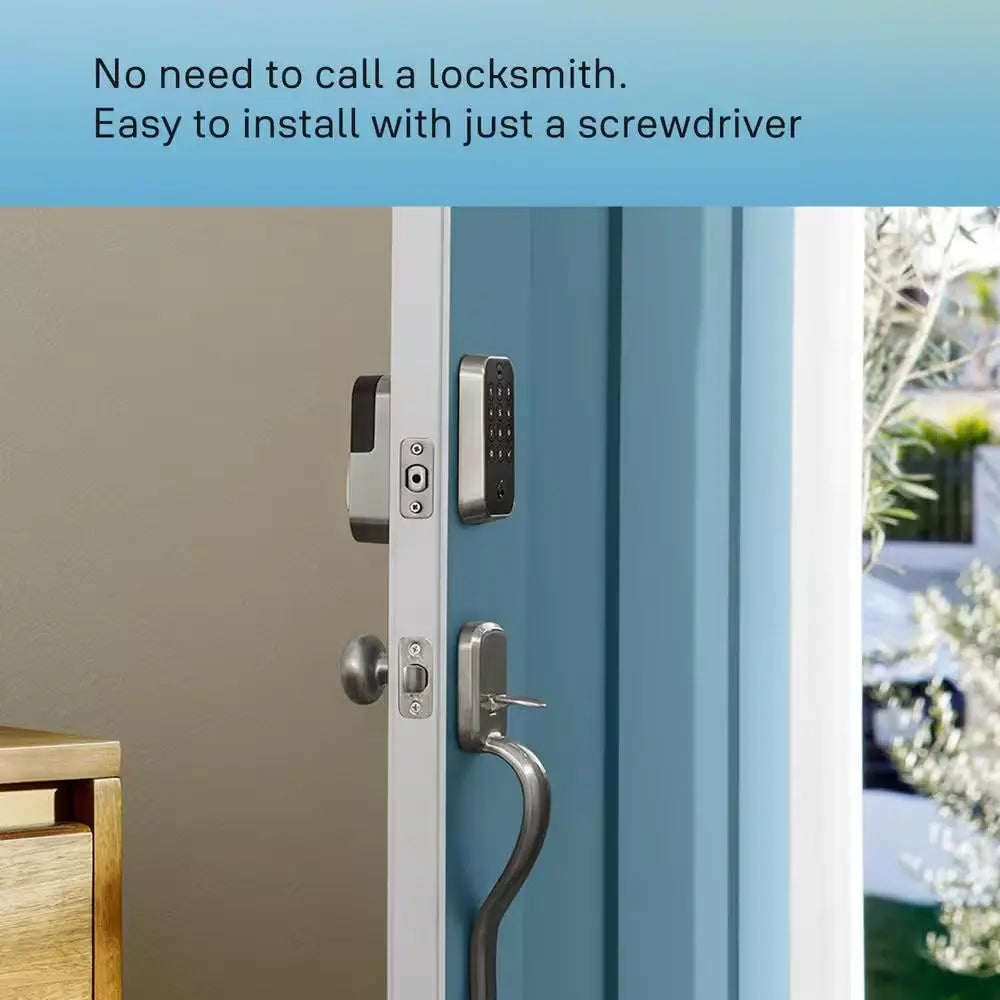 Assure Lock 2; Smart Door Lock with Bluetooth and Pushbutton Keypad; Satin Nickel