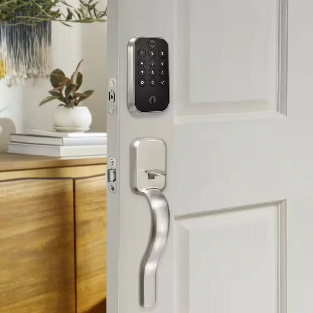 Assure Lock 2; Smart Door Lock with Bluetooth and Pushbutton Keypad; Satin Nickel