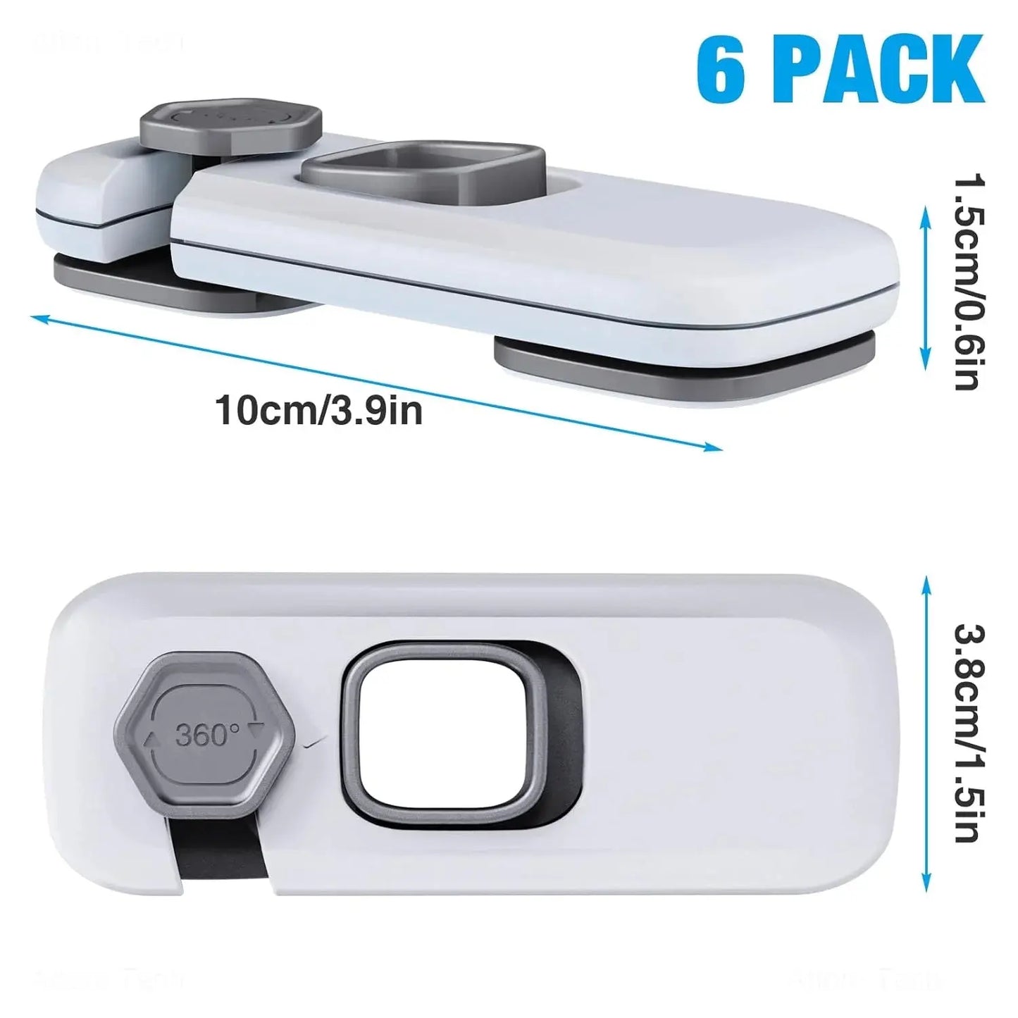 Child Proof Refrigerator Lock 6-Pack, Baby Safety Locks for Fridges, Cabinets, Drawers, Double Doors and More, French Fridge Door Lock Protect Babies from Fridge Accidents, Durable(Gray)