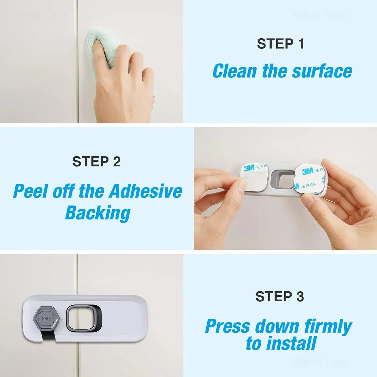 Child Proof Refrigerator Lock 6-Pack, Baby Safety Locks for Fridges, Cabinets, Drawers, Double Doors and More, French Fridge Door Lock Protect Babies from Fridge Accidents, Durable(Gray)