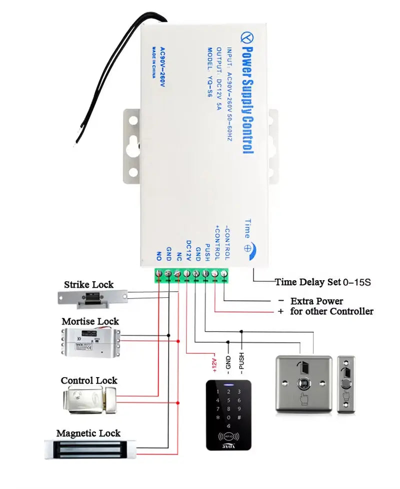 DC 12V Door Access Control System Switch Power Supply 3A 5A / AC 110~260V RFID Fingerprint Access Control System