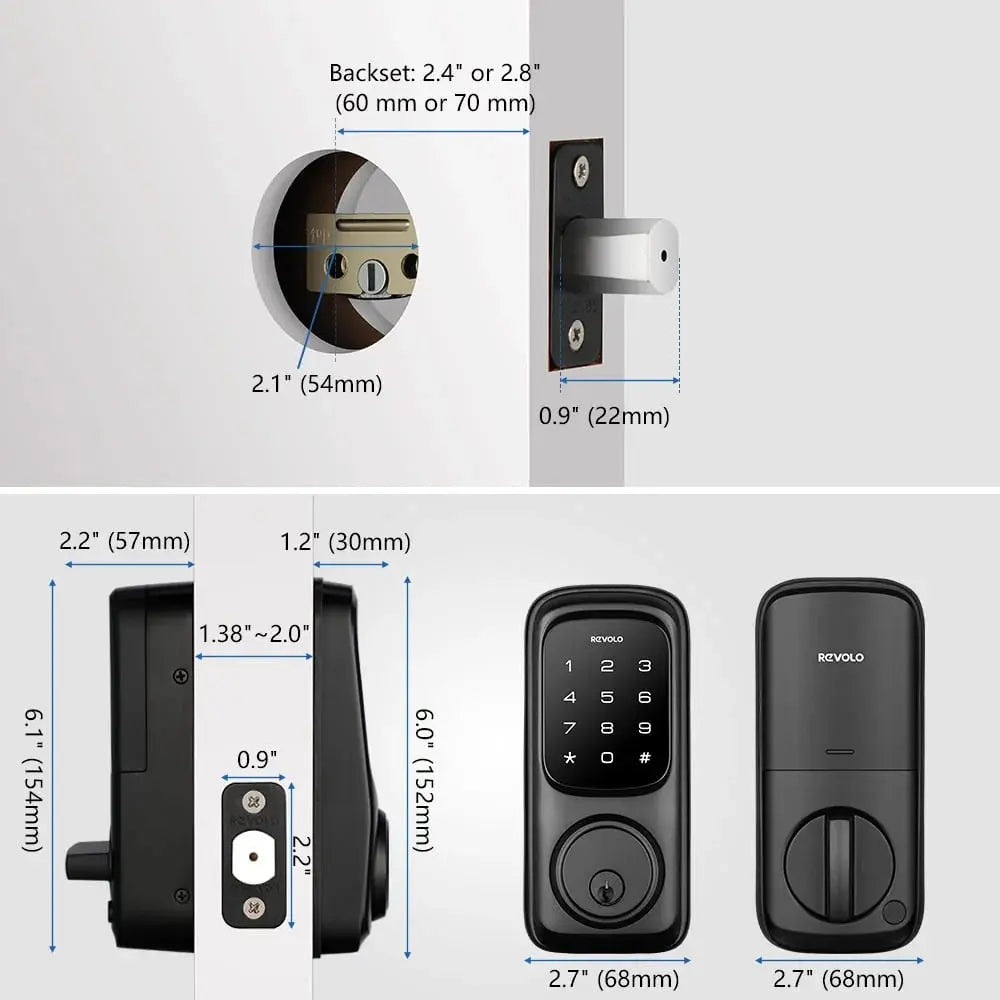 Keyless Entry Door Lock with Touchscreen Keypads, Electronic Deadbolt Lock for Front Door, Digital Smart Door Lock, Auto Lock, Easy Installation-Matte Black