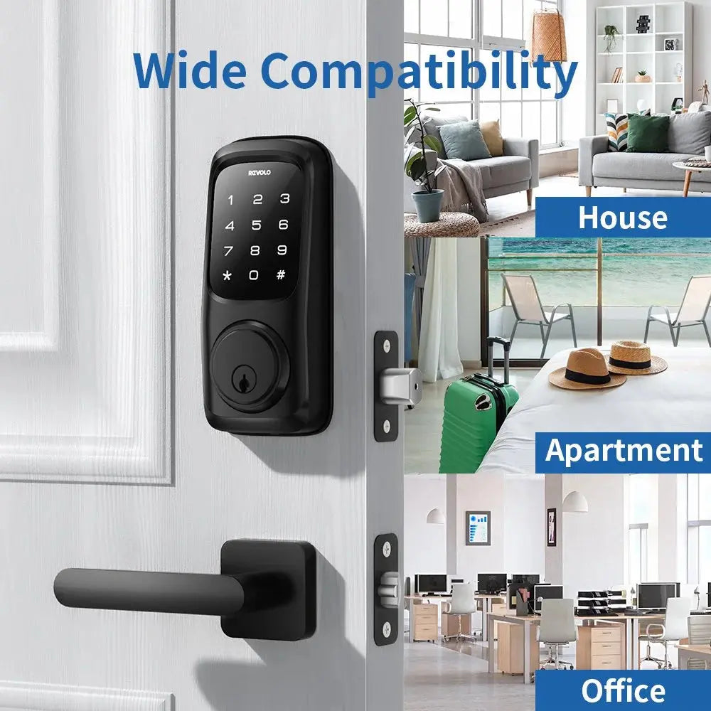 Keyless Entry Door Lock with Touchscreen Keypads, Electronic Deadbolt Lock for Front Door, Digital Smart Door Lock, Auto Lock, Easy Installation-Matte Black