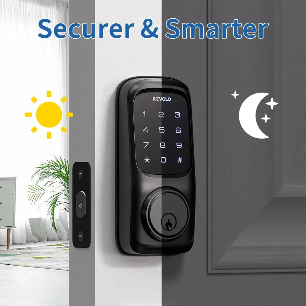 Keyless Entry Door Lock with Touchscreen Keypads, Electronic Deadbolt Lock for Front Door, Digital Smart Door Lock, Auto Lock, Easy Installation-Matte Black