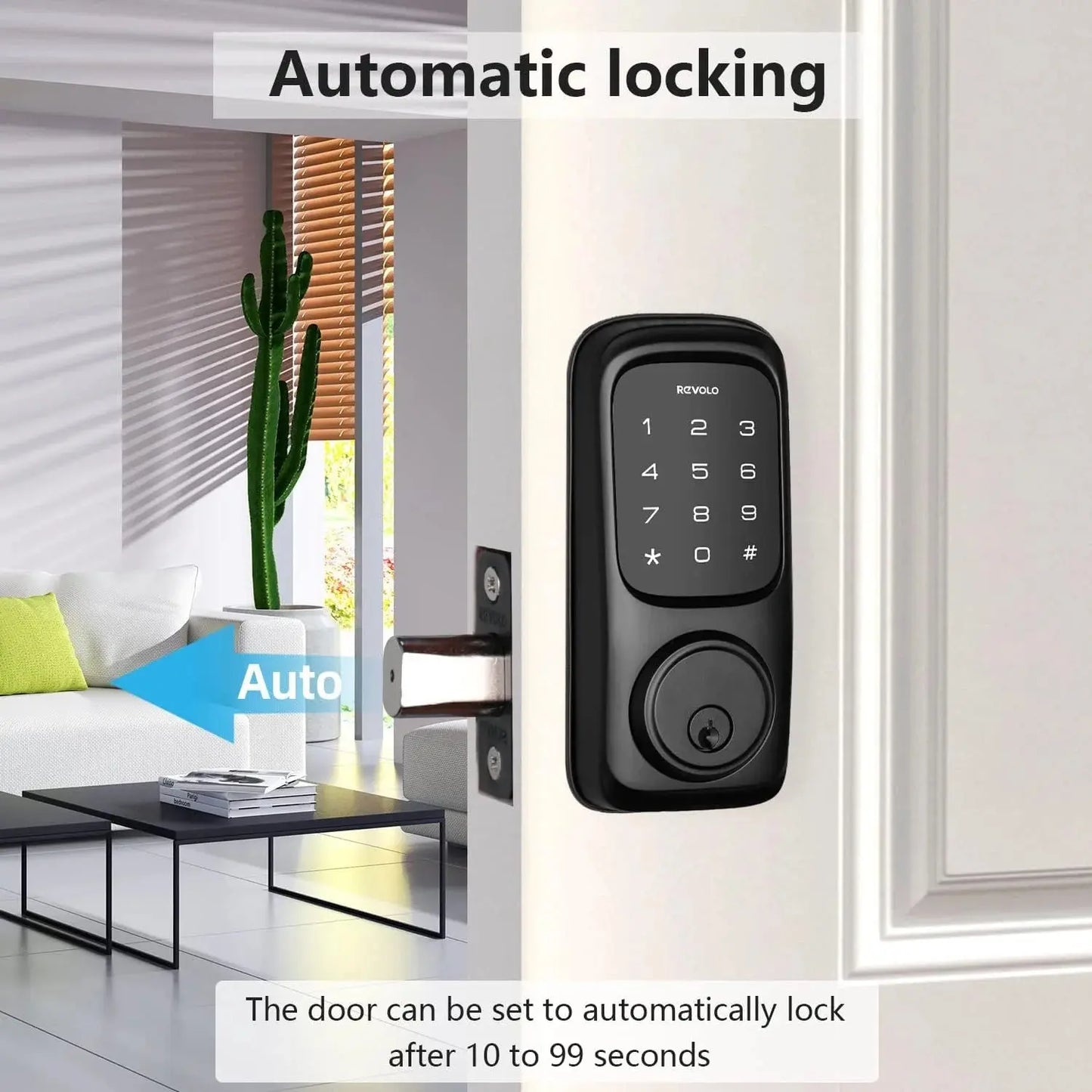 Keyless Entry Door Lock with Touchscreen Keypads, Electronic Deadbolt Lock for Front Door, Digital Smart Door Lock, Auto Lock, Easy Installation-Matte Black