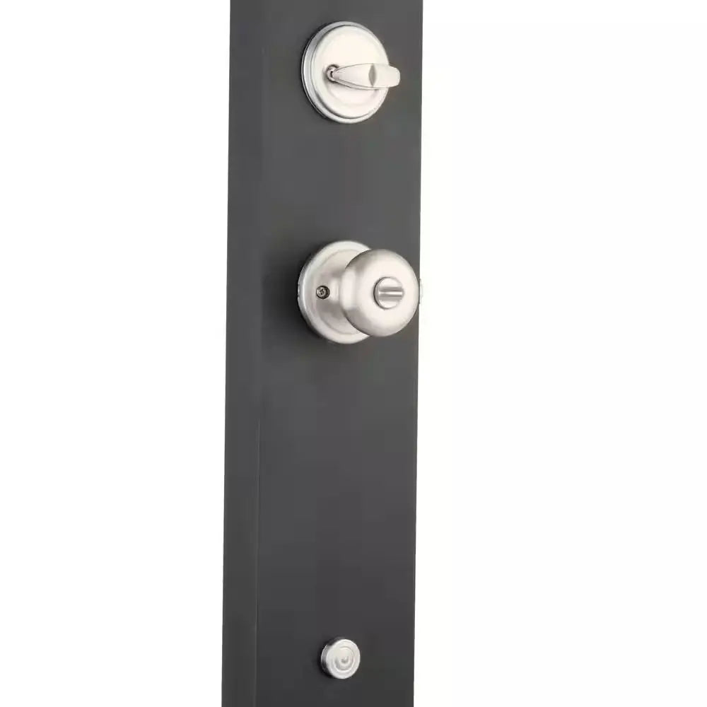 Montara Satin Nickel Single Cylinder Door Handleset with Juno Entry Door Knob Featuring Smartkey Security