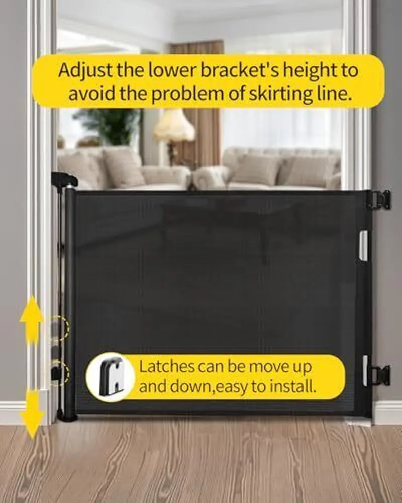 Retractable Baby Gate,Mesh Baby Gate or Mesh Dog Gate,33" 33X55 Inch Black
