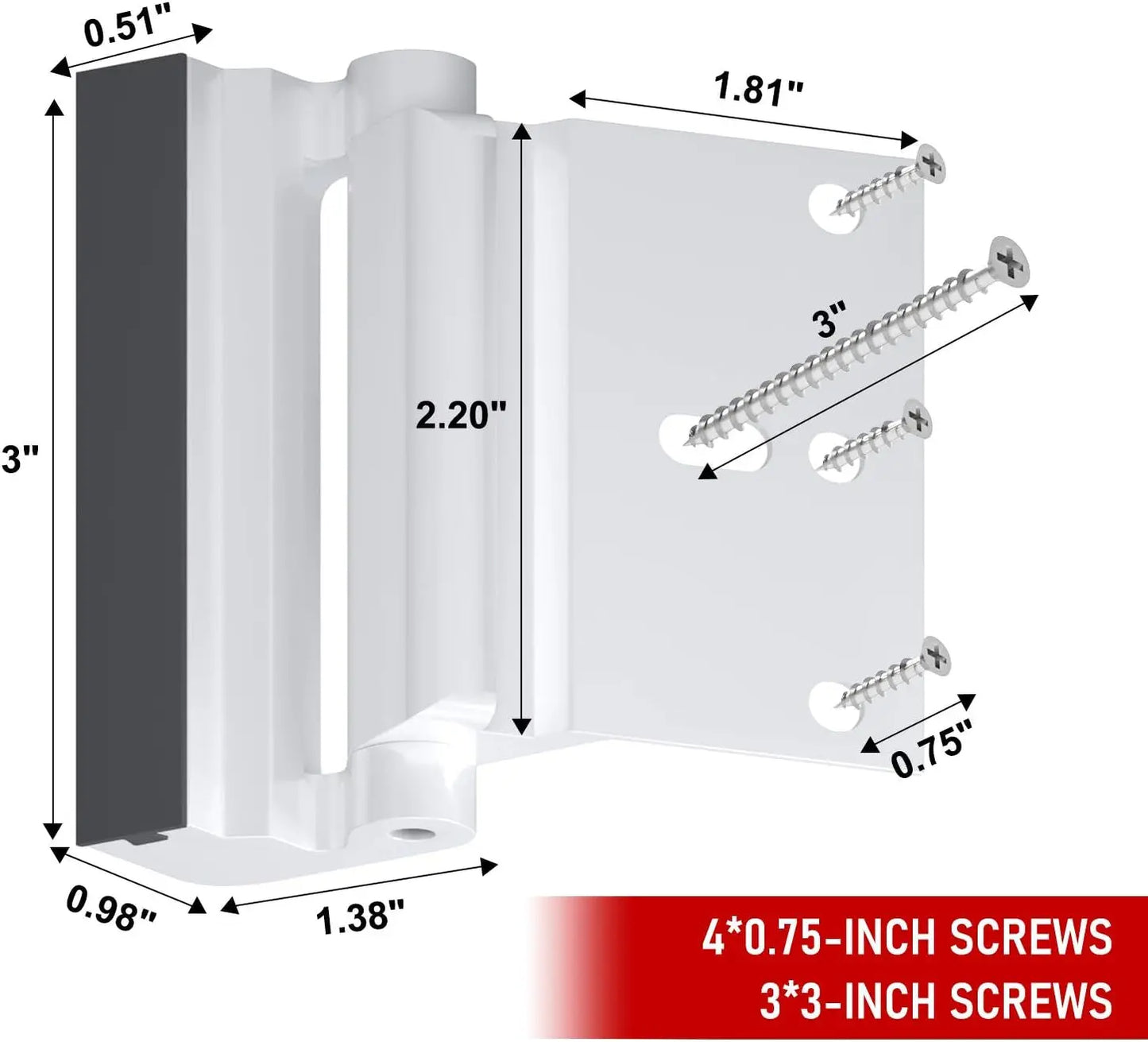 Door Security Lock, Upgrade Home Security Door Lock & Reinforcement Lock with 3 Inch Stop and 7 Screws, Door Lock Child Proof Security Door Stopper for Inward Swinging Door(Bright White)