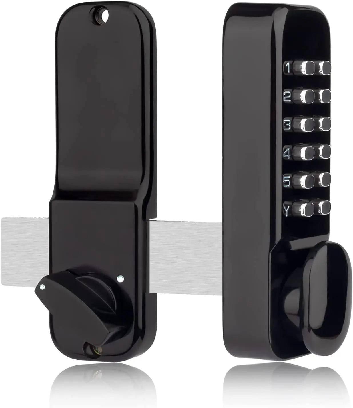 Stainless Steel 100% Mechanical Door Locks with Keypad Door Knob, Waterproof Keyless Entry Door Keypads Deadbolt Lock with Handle, Digital Outdoor Gate Combination Door Locks Set with Keypads (Black)