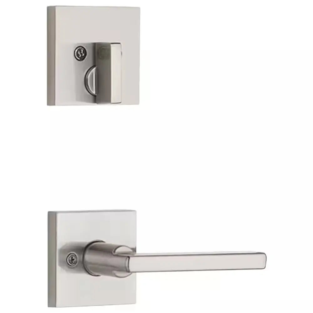 Vancouver Satin Nickel Single Cylinder Low Profile Handleset with Halifax Lever Featuring Smartkey Security