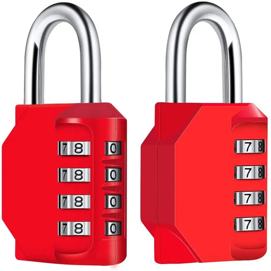 [2 Pieces] 4-Digit Combination Padlock, Waterproof Combination Lock, Waterproof Metal and Plated Steel Combination Clasp - Red