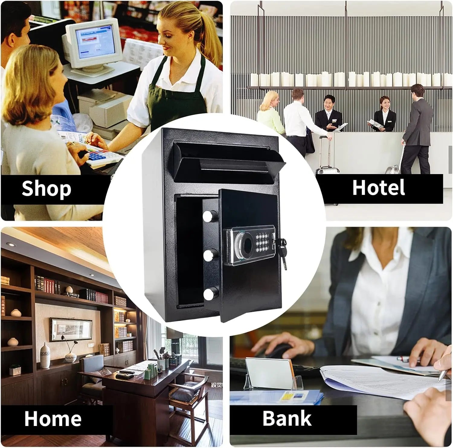 2.5 Cub Security Business Safe and Lock Box with Digital Keypad,Drop Slot Safes with Front Load Drop Box for Money and Mail,Business