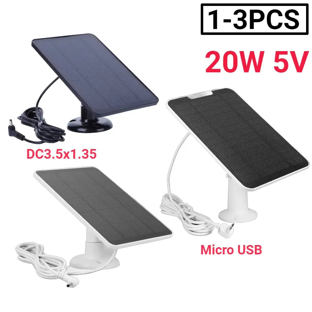 20W Solar Panel Kit with 3-Meter Charging Wire Portable Solar Panel 360 Rotating for Ring Spotlight Camera/Ring Stick up Camera