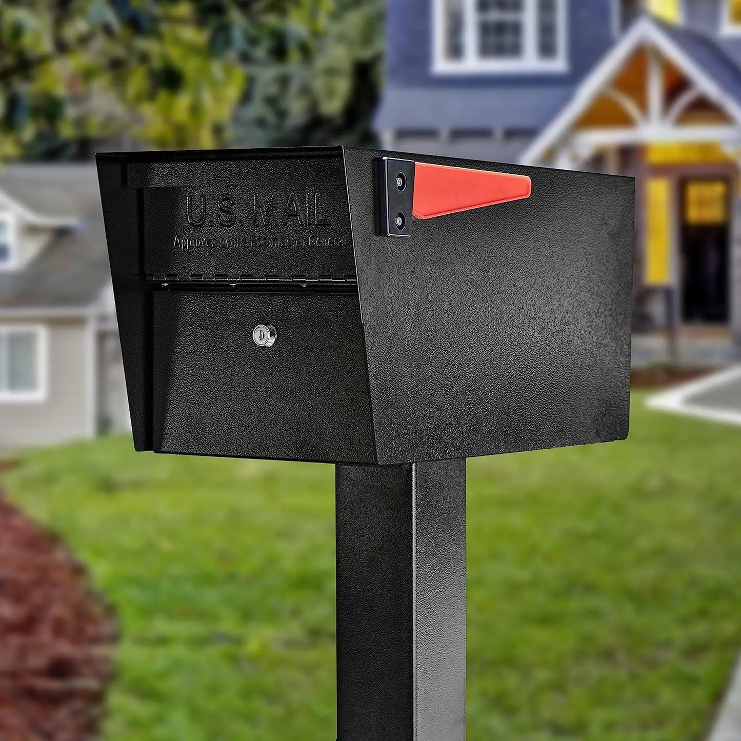 7506 Mail Manager Curbside Locking Security Mailbox, Black,Large