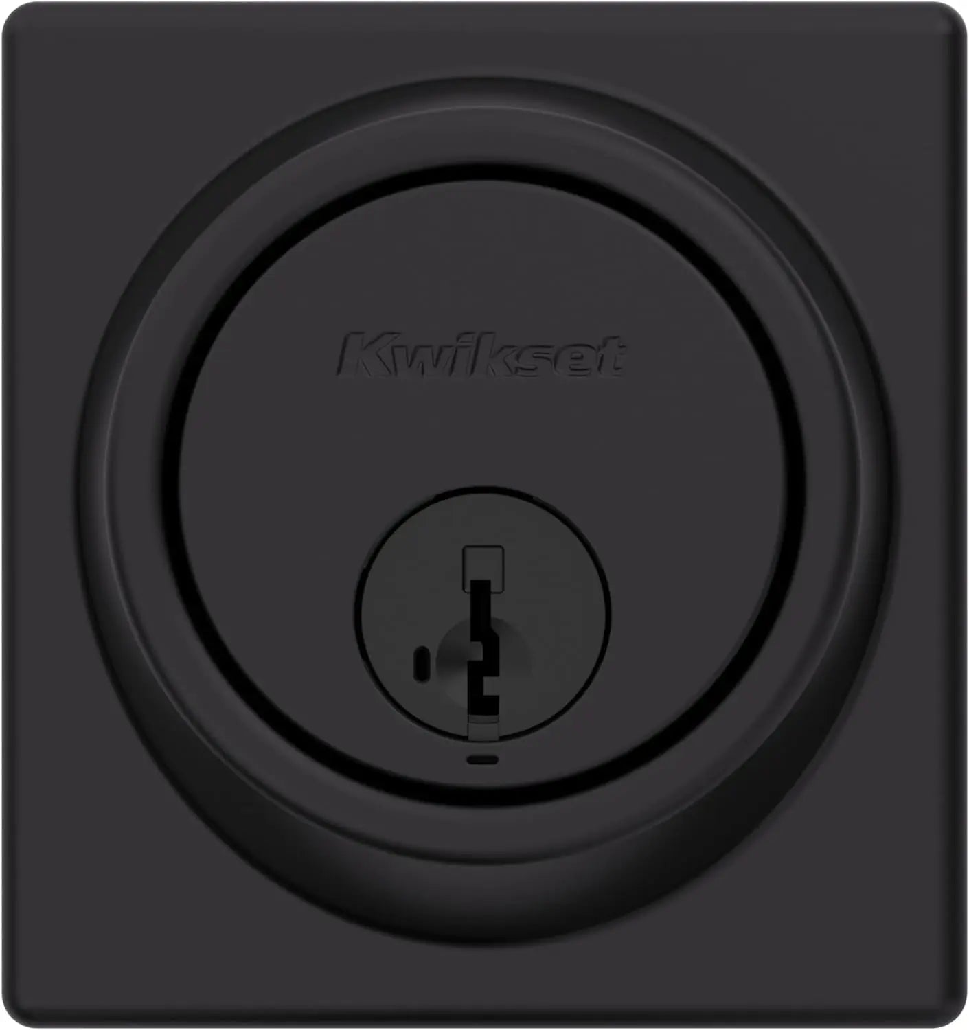817 Deadbolt Lock, Matte Black Square Exterior Keyed Front Entry Door, Pick Resistant Smartkey Rekey Security, Single Cylinder Dead Bolt, with Microban Protection