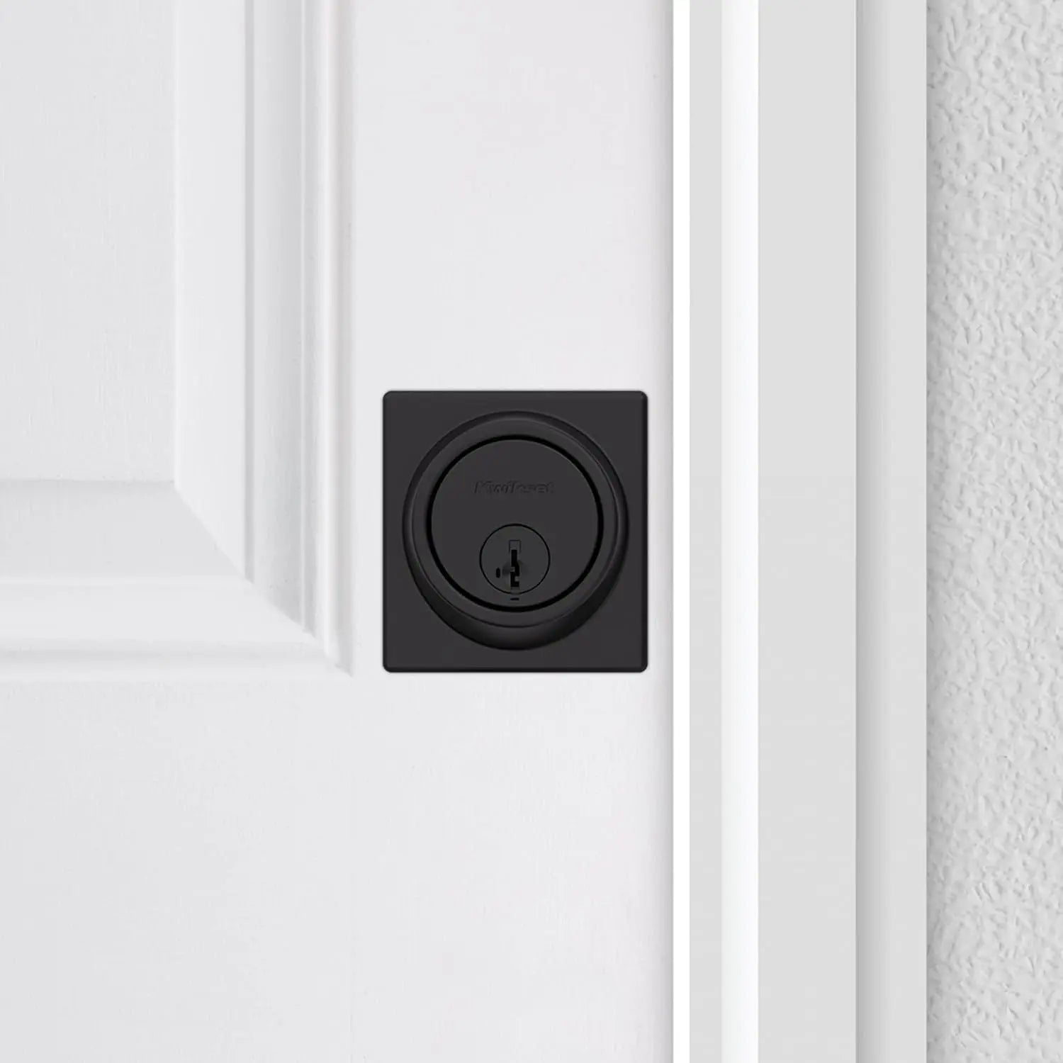 817 Deadbolt Lock, Matte Black Square Exterior Keyed Front Entry Door, Pick Resistant Smartkey Rekey Security, Single Cylinder Dead Bolt, with Microban Protection