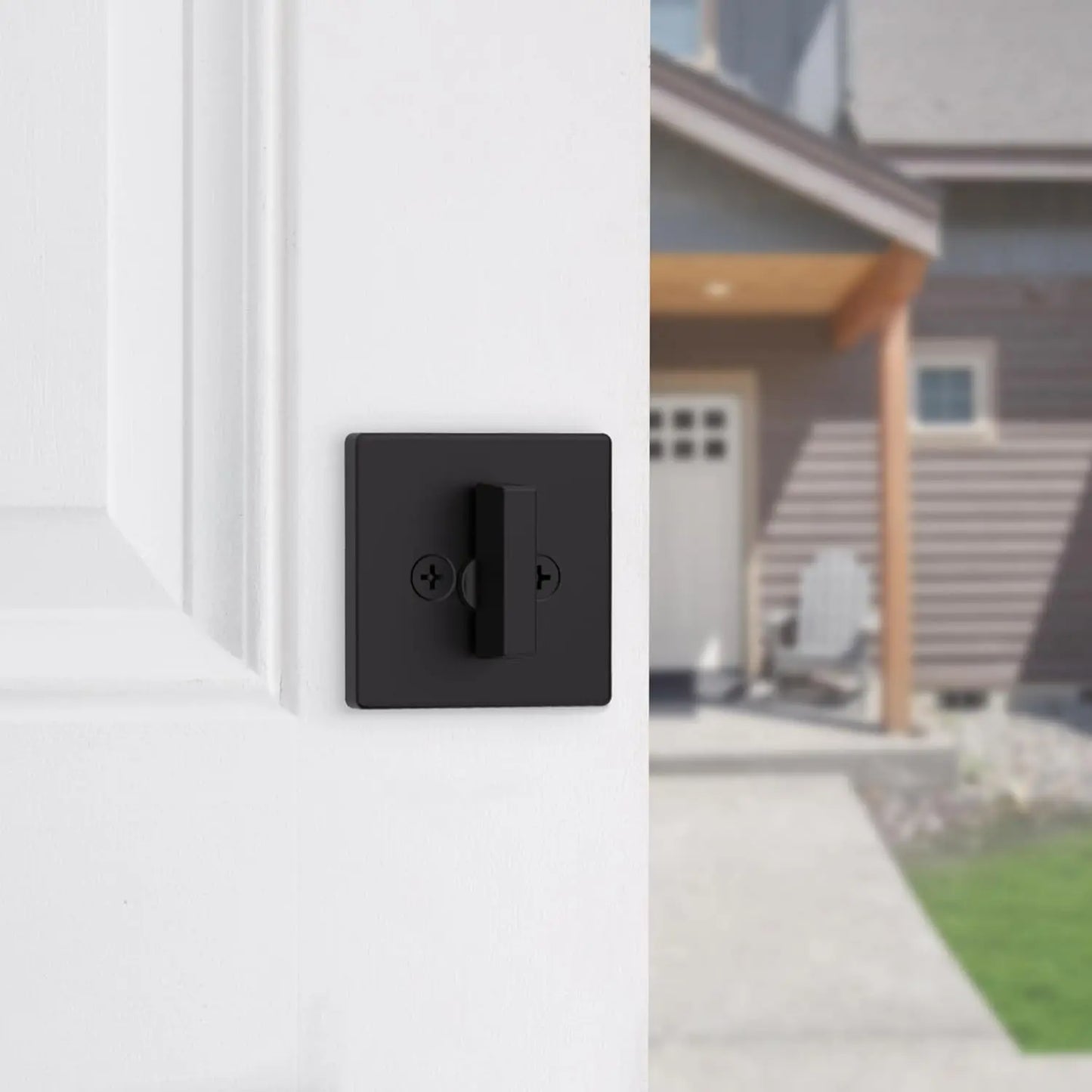 817 Deadbolt Lock, Matte Black Square Exterior Keyed Front Entry Door, Pick Resistant Smartkey Rekey Security, Single Cylinder Dead Bolt, with Microban Protection