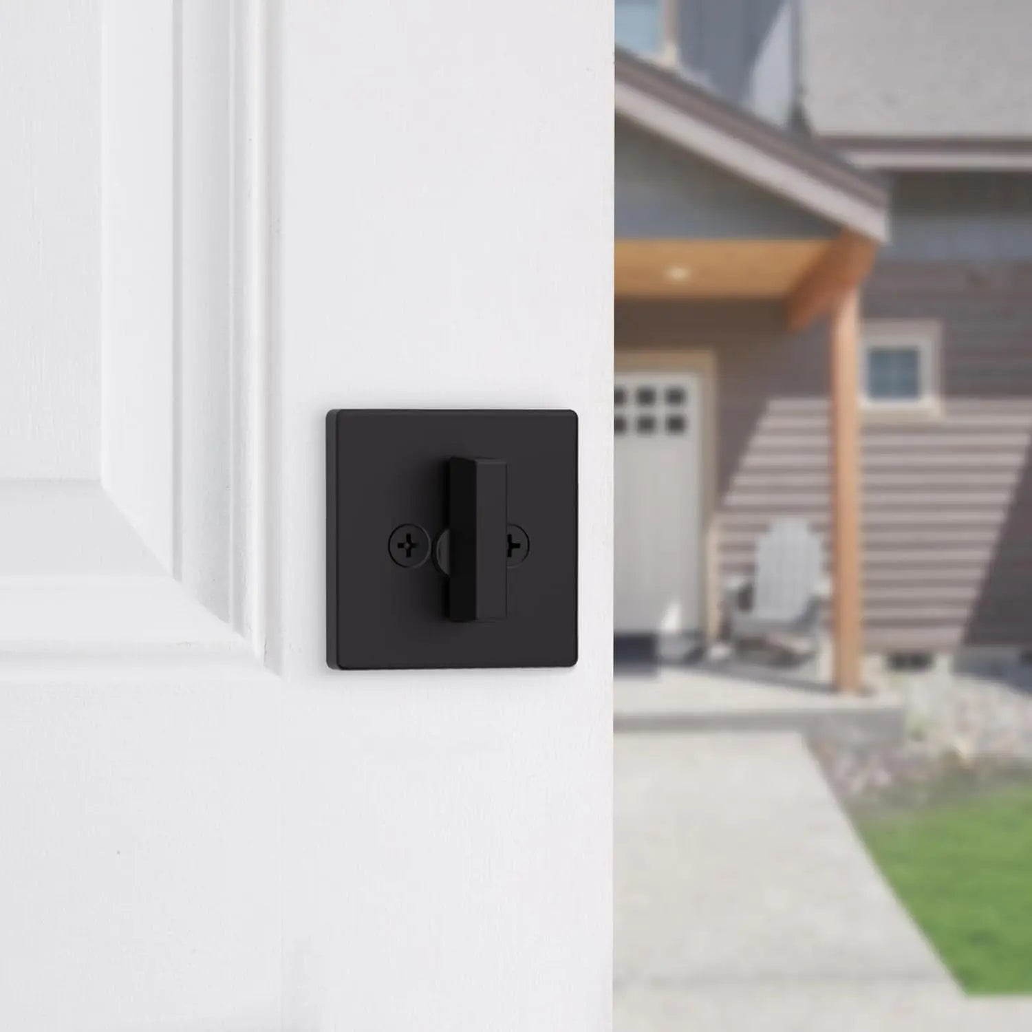 817 Deadbolt Lock, Matte Black Square Exterior Keyed Front Entry Door, Pick Resistant Smartkey Rekey Security, Single Cylinder Dead Bolt, with Microban Protection
