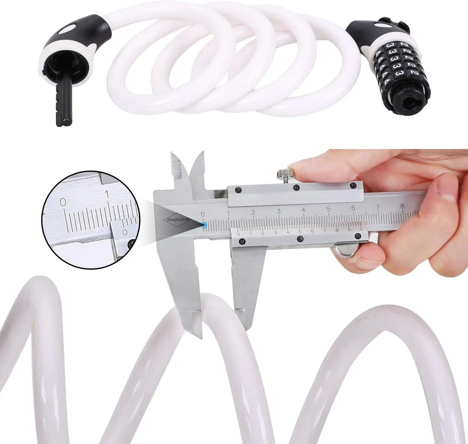 Bike Locks,  Bicycle Lock High Security 5 Digit Resettable Combination Core Steel Wire Bike Lock Cable for Bike Outdoors,4 Feet X 1/2 Inch (White)