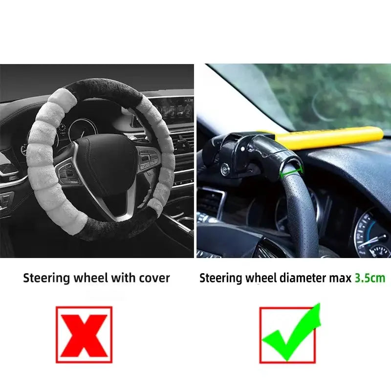 Car Steering Wheel Lock Universal Anti-Theft Security Rotary Steering Wheel Lock Heavy Duty Stainless Lock Enhance Car Security