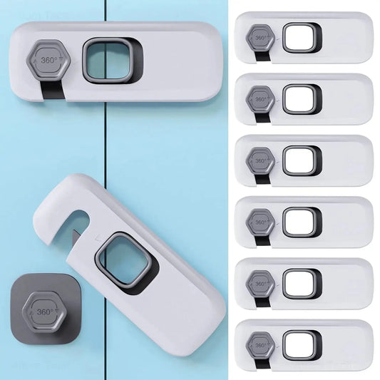 Child Proof Refrigerator Lock 6-Pack, Baby Safety Locks for Fridges, Cabinets, Drawers, Double Doors and More, French Fridge Door Lock Protect Babies from Fridge Accidents, Durable(Gray)
