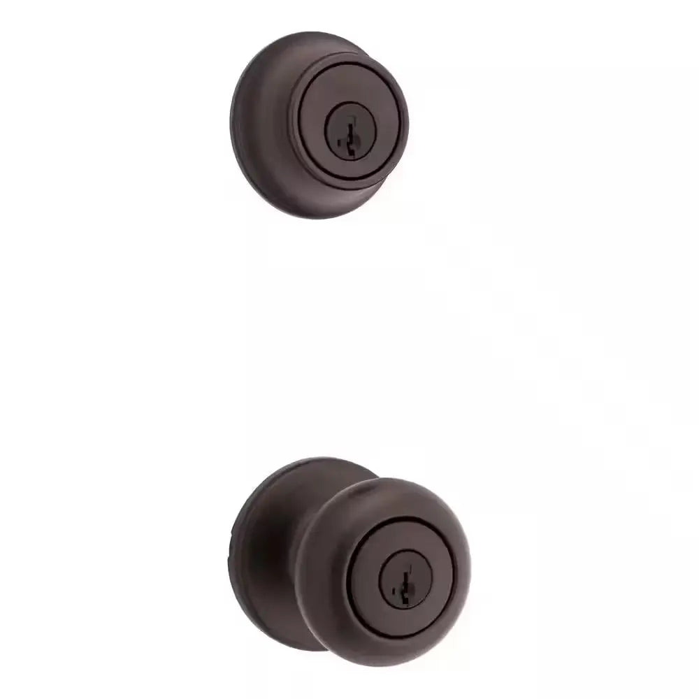 Cove Venetian Bronze Keyed Entry Door Knob and Single Cylinder Deadbolt Combo Pack Featuring Smartkey and Microban