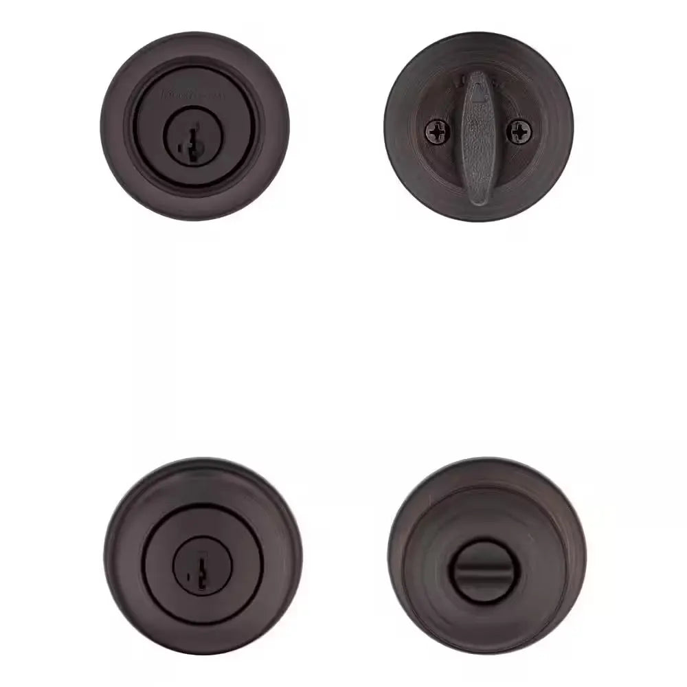 Cove Venetian Bronze Keyed Entry Door Knob and Single Cylinder Deadbolt Combo Pack Featuring Smartkey and Microban