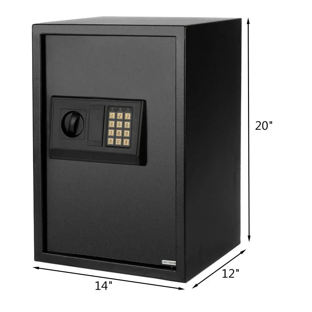 Digital Electronic Safes Safe Box, Keypad and Key Lock, Black