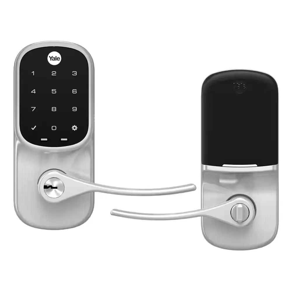 Door Lever Lock with Touchscreen Keypad; Satin Nickel