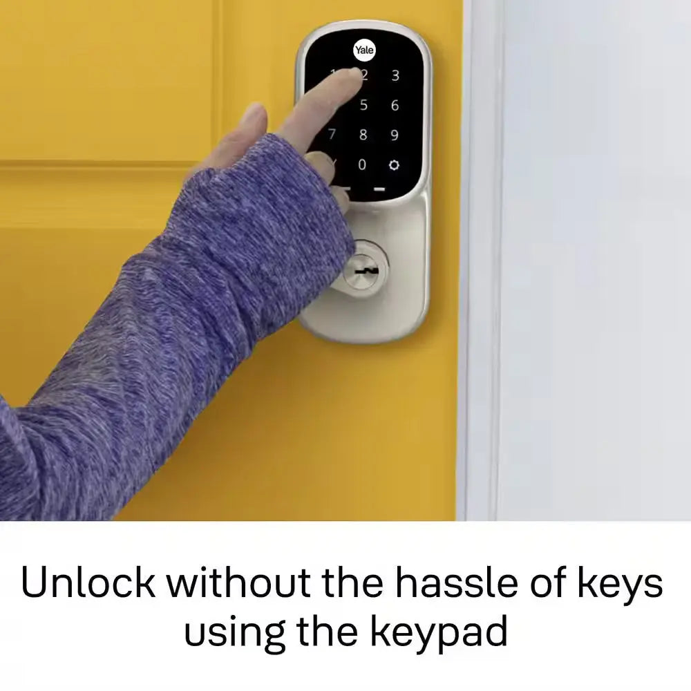 Door Lever Lock with Touchscreen Keypad; Satin Nickel