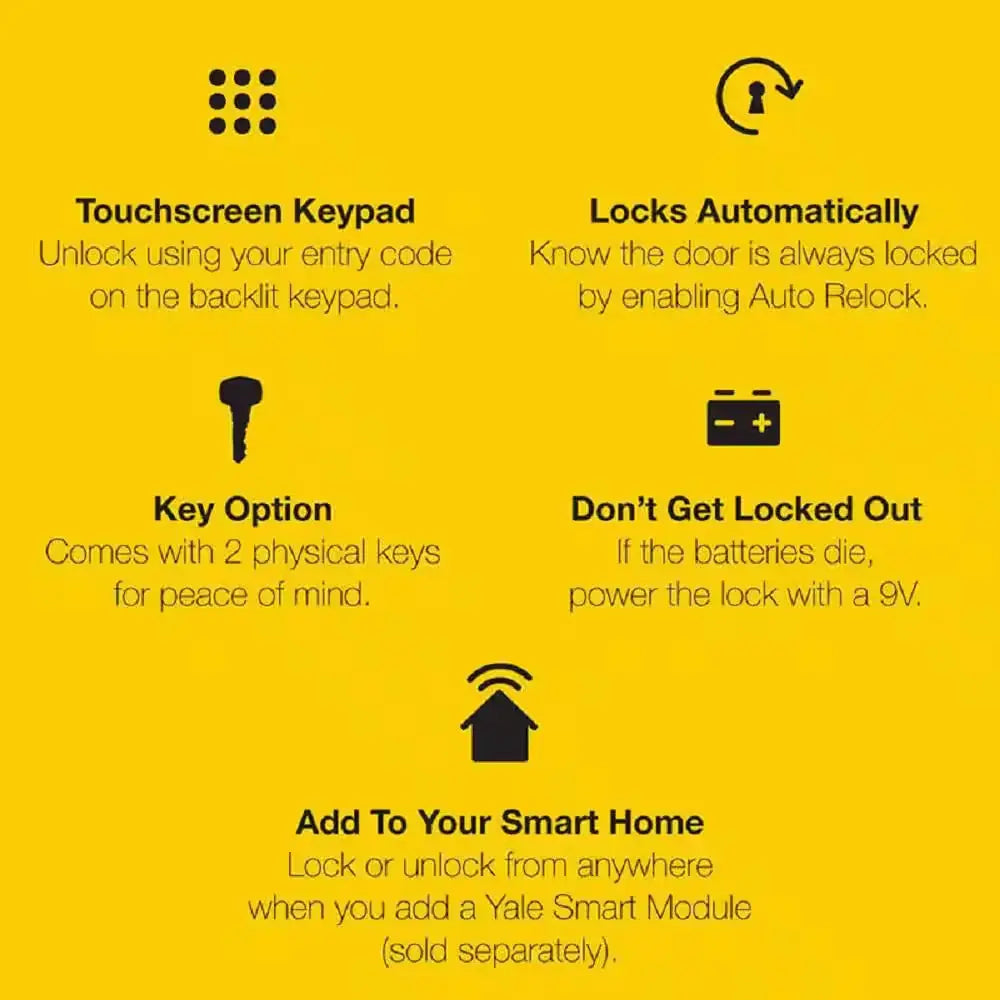 Door Lever Lock with Touchscreen Keypad; Satin Nickel