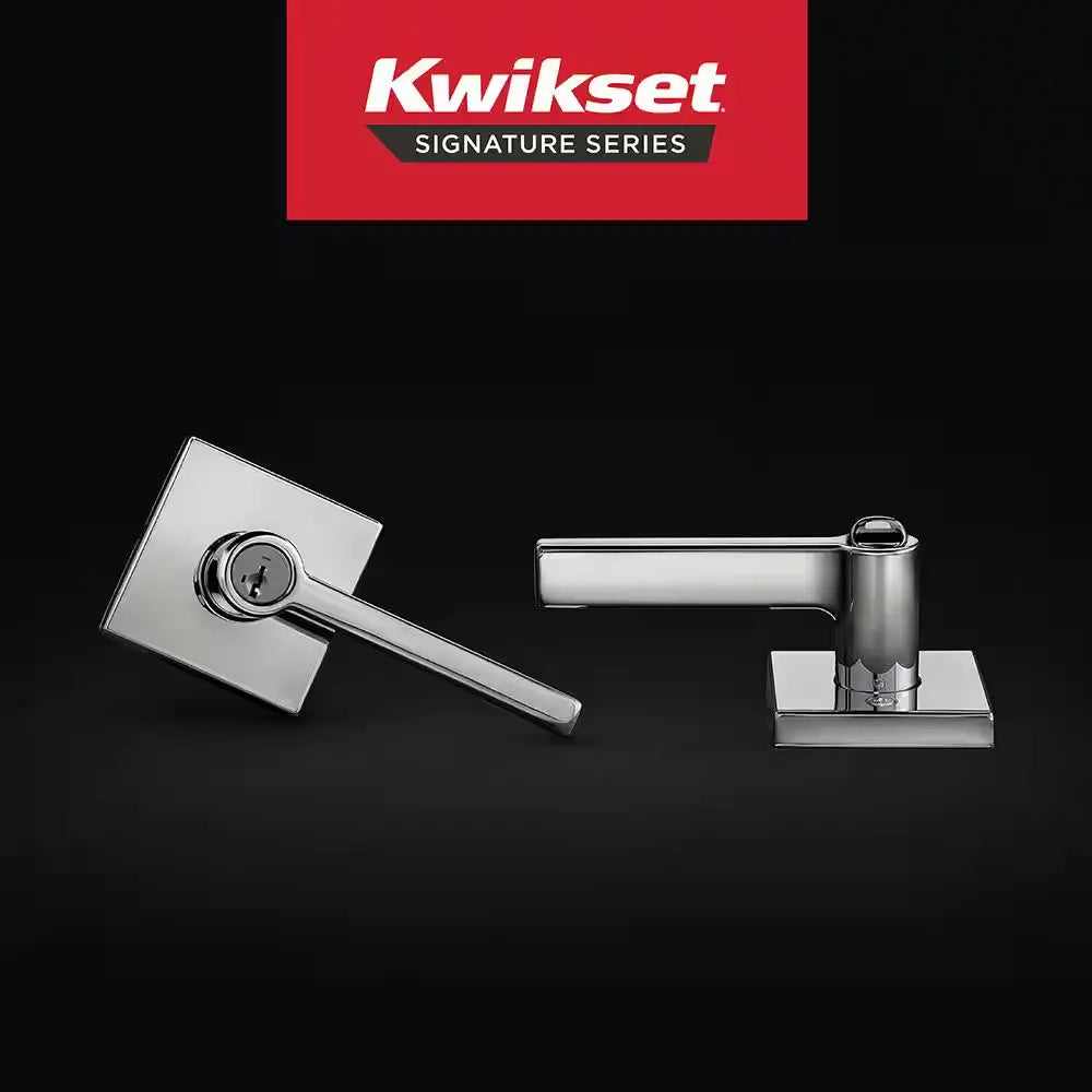 Halifax Square Polished Chrome Keyed Entry Door Handle Featuring Smartkey Security