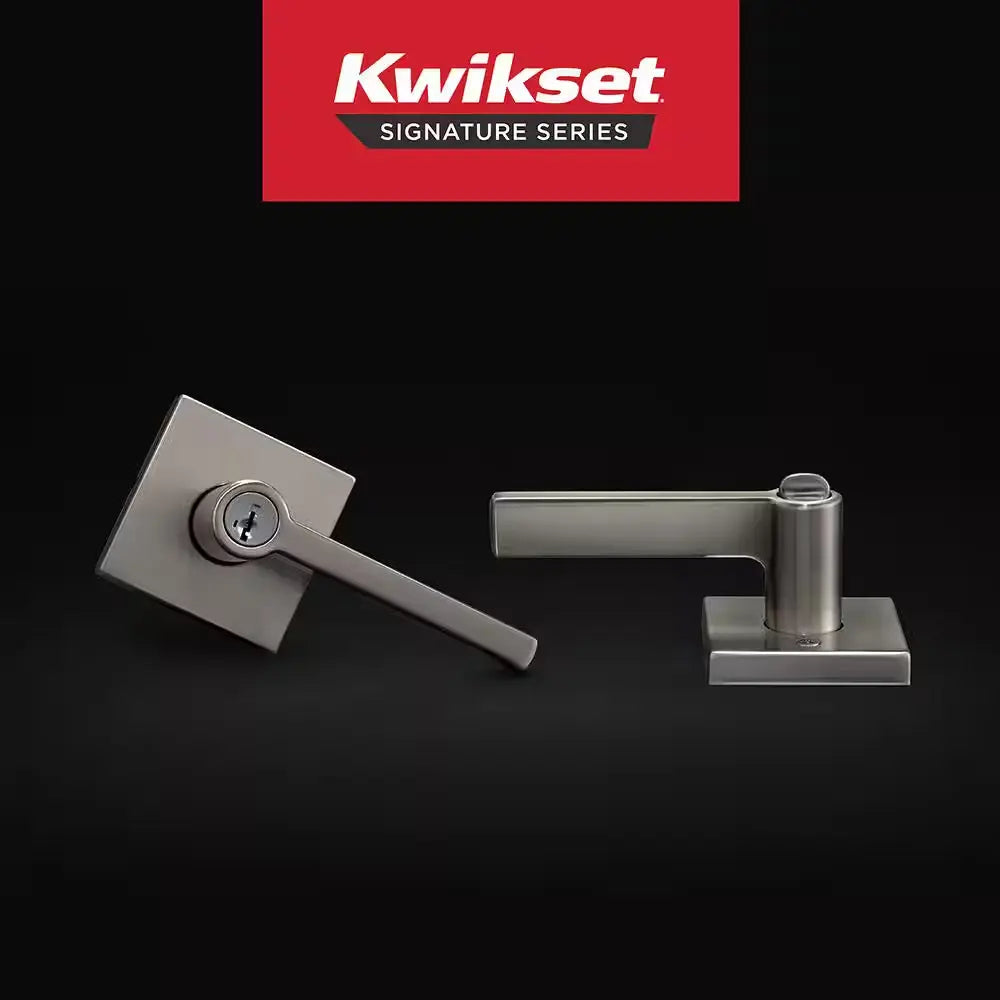 Halifax Square Satin Nickel Keyed Entry Door Handle Lever Featuring Smartkey Security