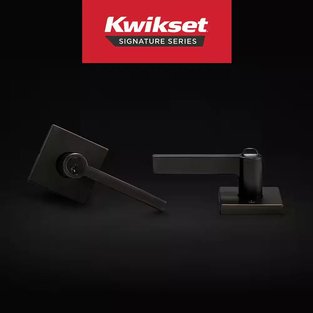 Halifax Square Venetian Bronze Keyed Entry Door Handle Featuring Smartkey Security