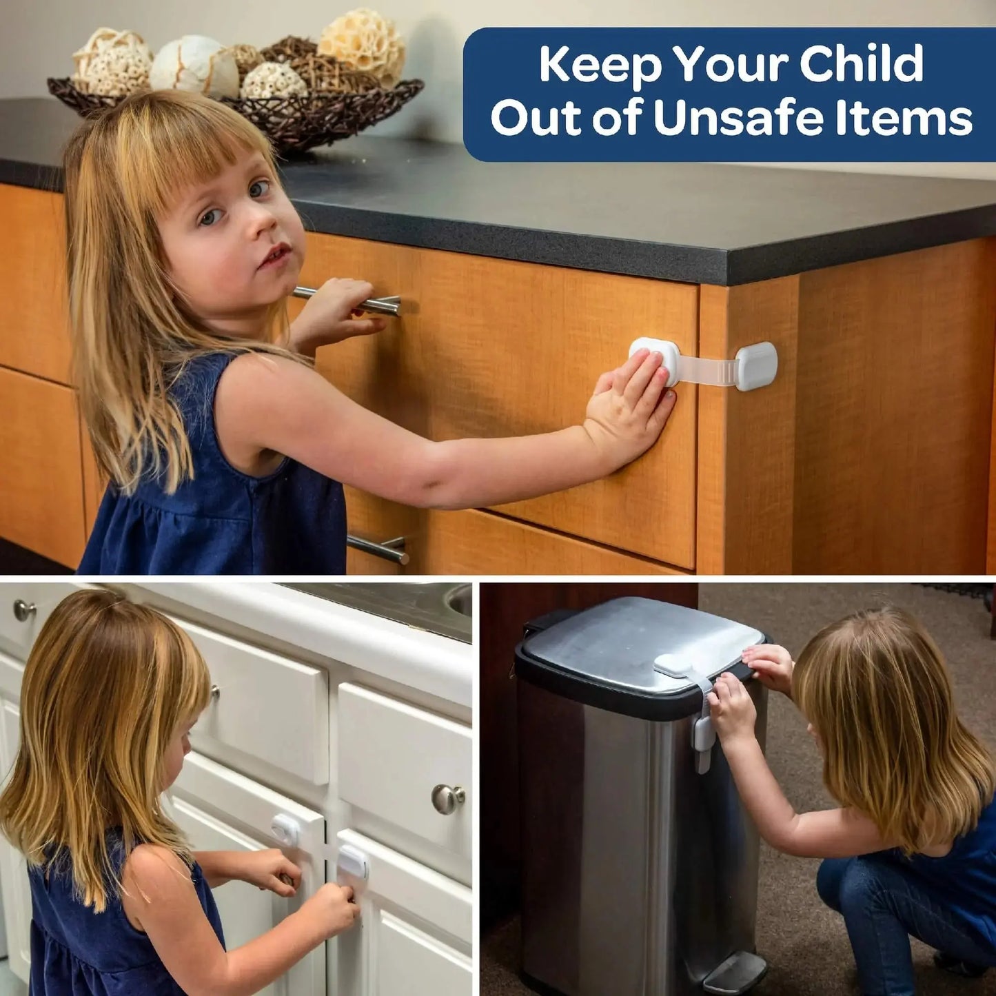 Multifunctional Child Safety Cabinet Locks (8 Pack) | Baby Proof Cabinet and Drawer Locks