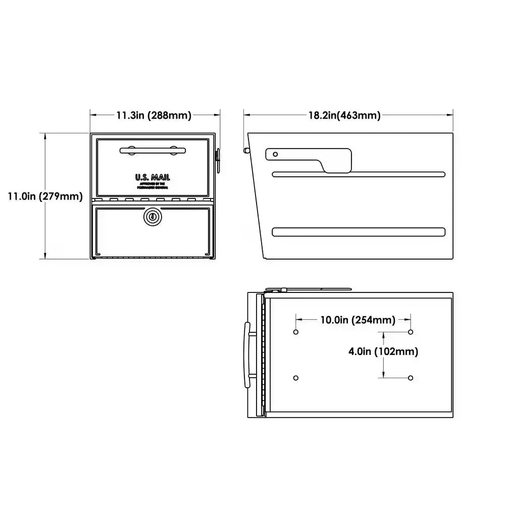 Oasis Eclipse Pewter, Large, Steel, Locking, Post Mount Parcel Mailbox