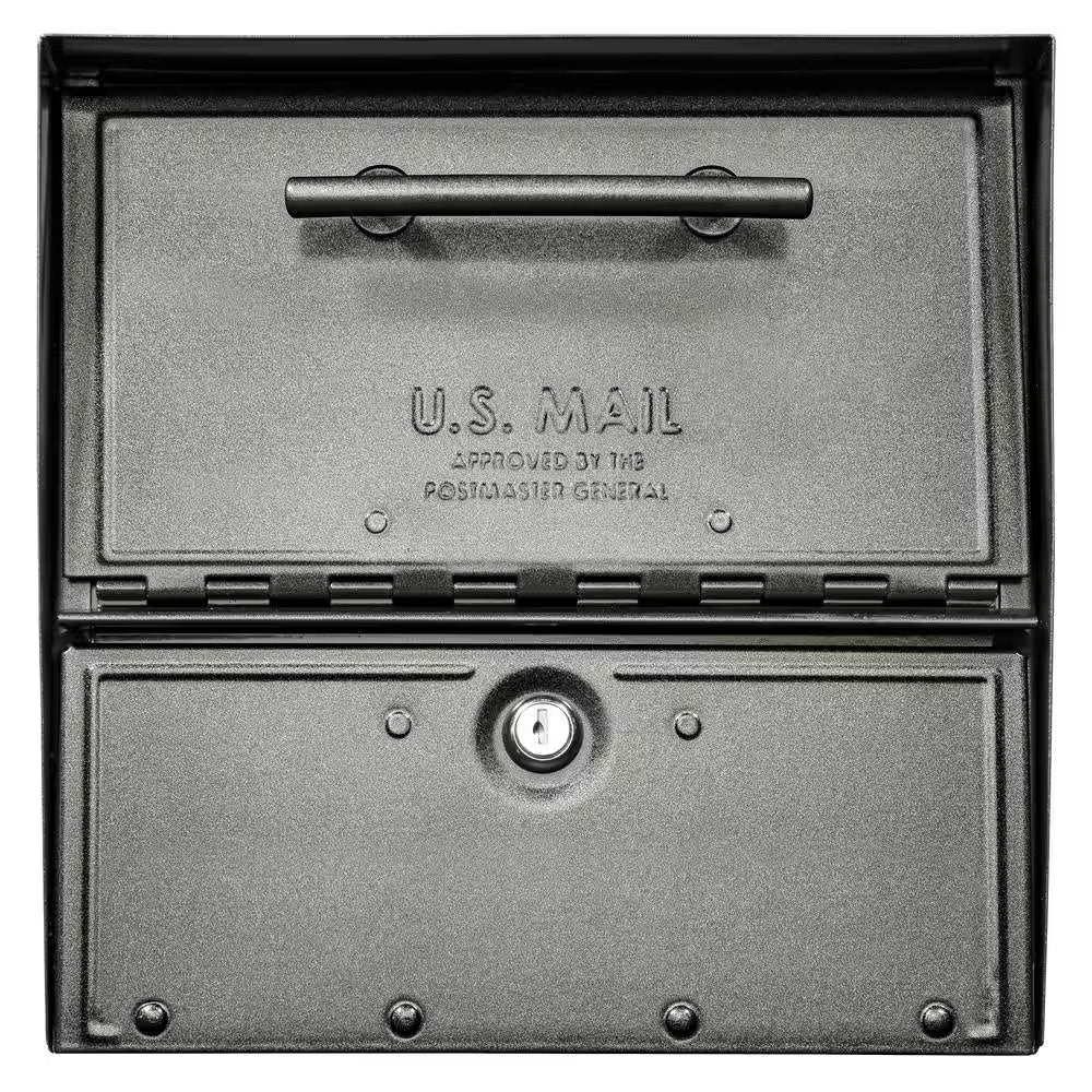 Oasis Eclipse Pewter, Large, Steel, Locking, Post Mount Parcel Mailbox