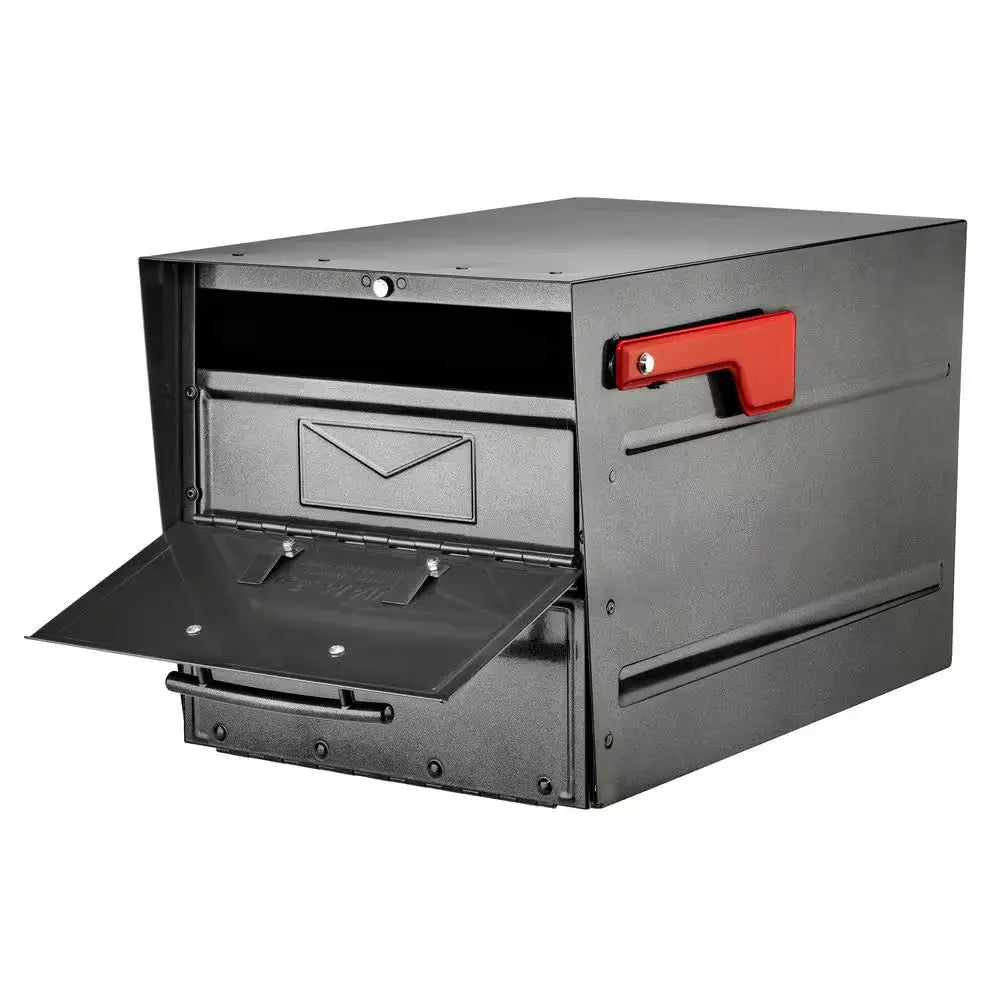 Oasis Eclipse Pewter, Large, Steel, Locking, Post Mount Parcel Mailbox