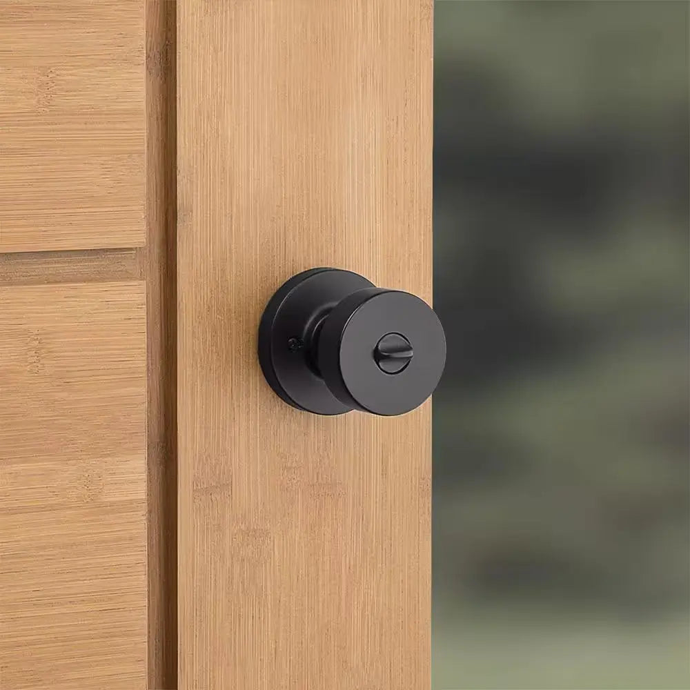 Pismo round Matte Black Exterior Entry Door Knob Featuring Smartkey Security with Microban Antimicrobial Technology