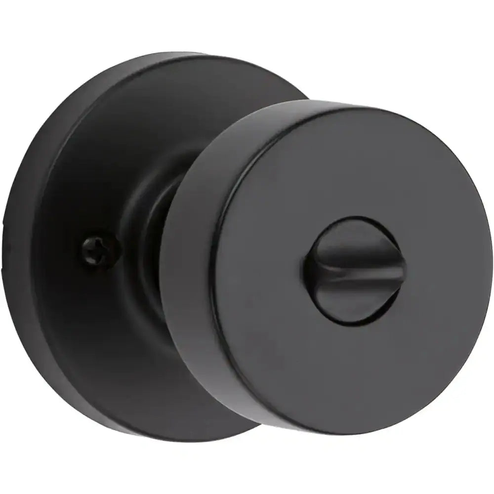 Pismo round Matte Black Exterior Entry Door Knob Featuring Smartkey Security with Microban Antimicrobial Technology