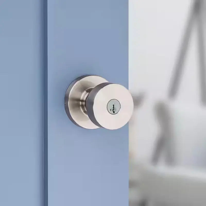 Pismo round Satin Nickel Exterior Entry Door Knob Featuring Smartkey Security with Microban Antimicrobial Technology