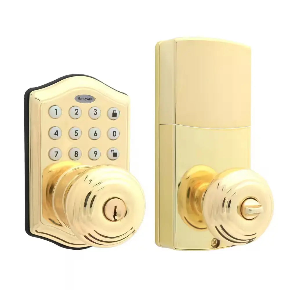 Polished Brass Keypad Electronic Knob Entry Door Lock