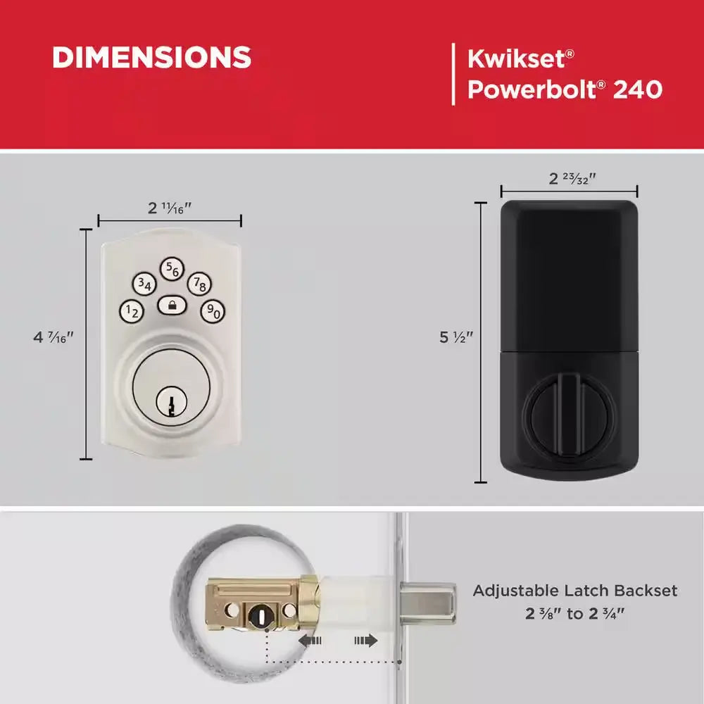 Powerbolt 240 5-Button Keypad Satin Nickel Traditional Electronic Deadbolt Door Lock