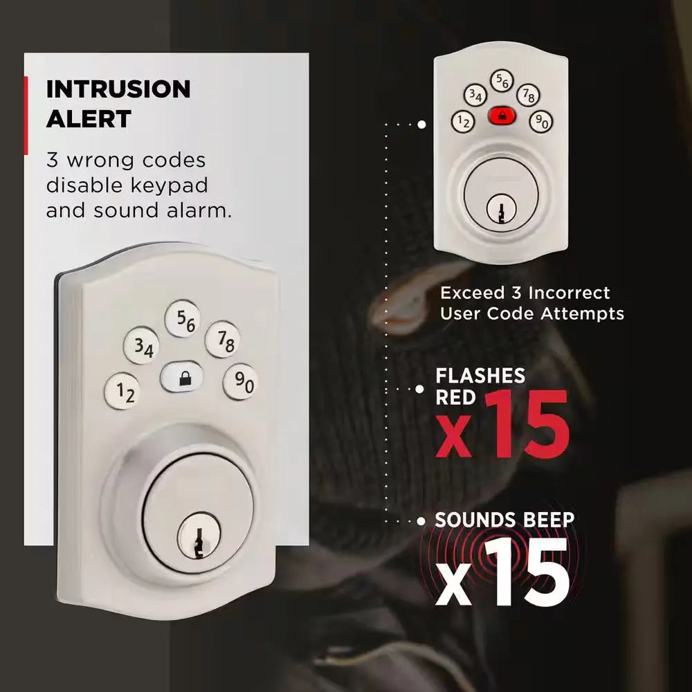 Powerbolt 240 5-Button Keypad Satin Nickel Traditional Electronic Deadbolt Door Lock