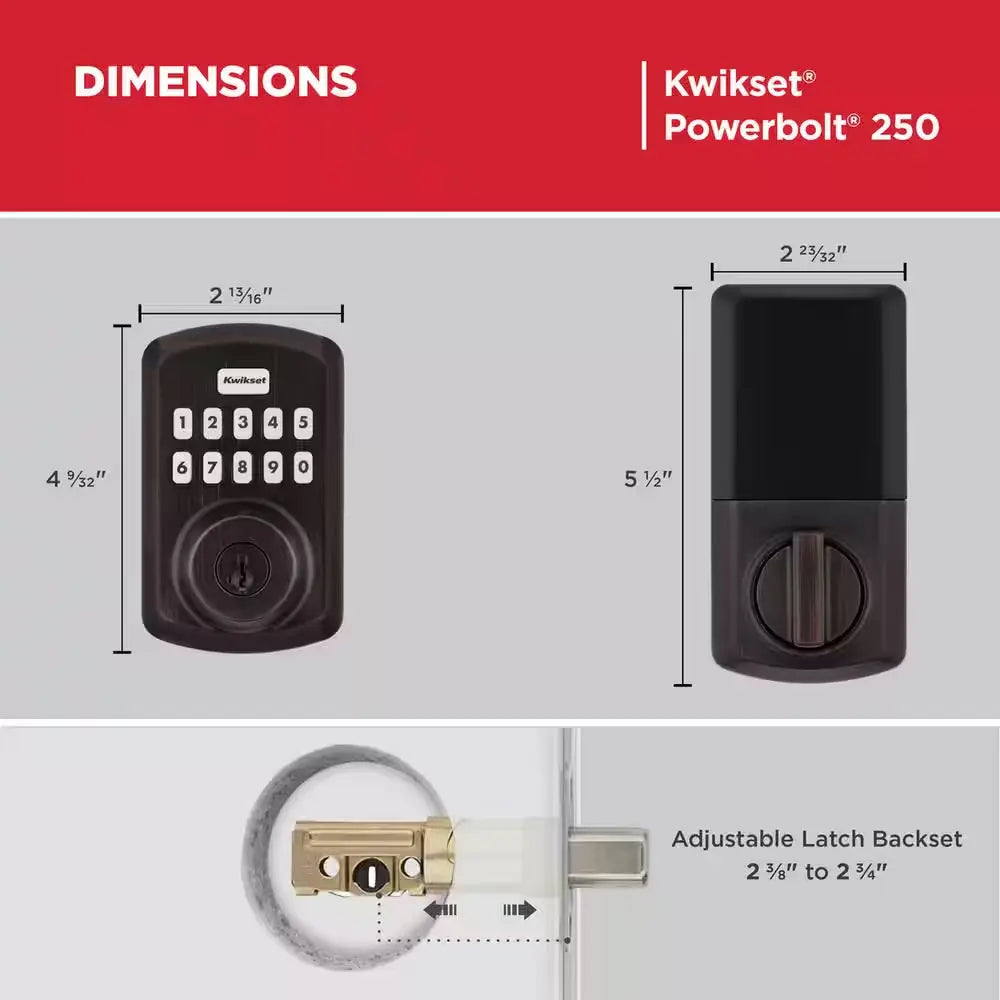 Powerbolt 250 10-Button Keypad Venetian Bronze Transitional Electronic Deadbolt Door Lock