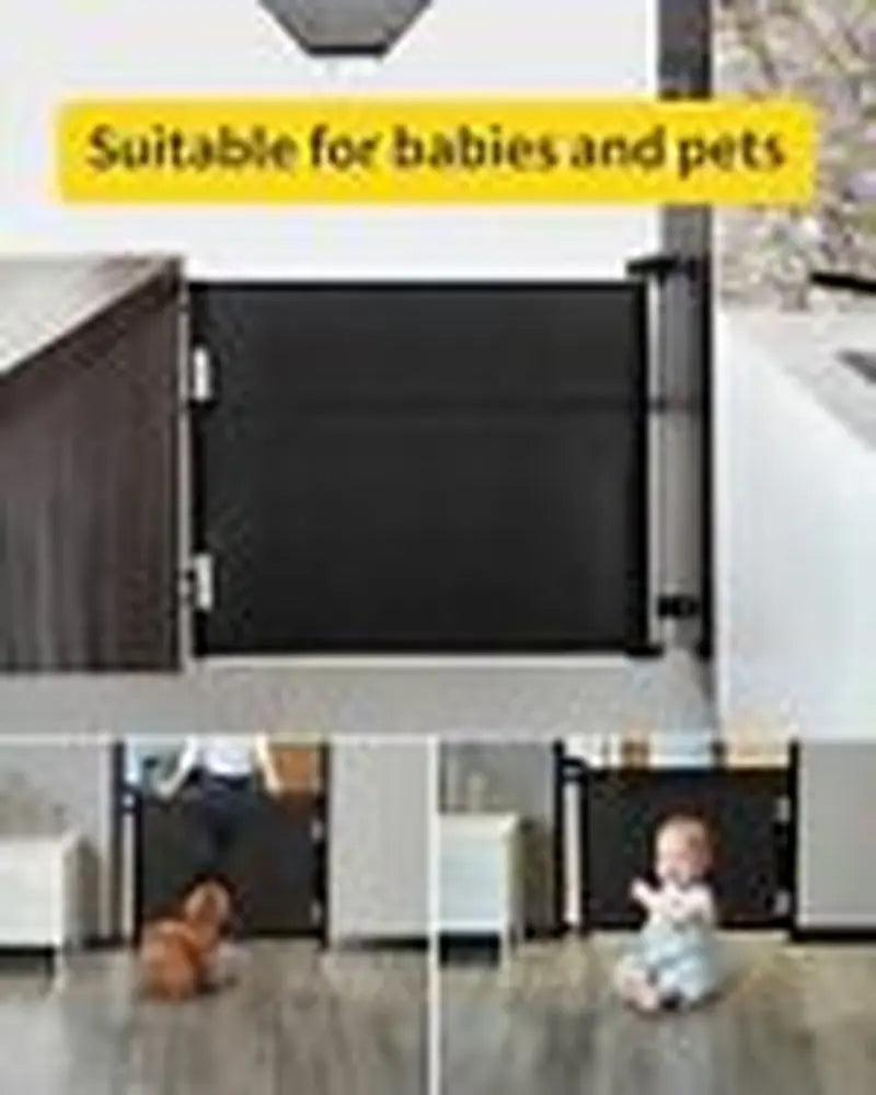 Retractable Baby Gate,Mesh Baby Gate or Mesh Dog Gate,33" 33X55 Inch Black