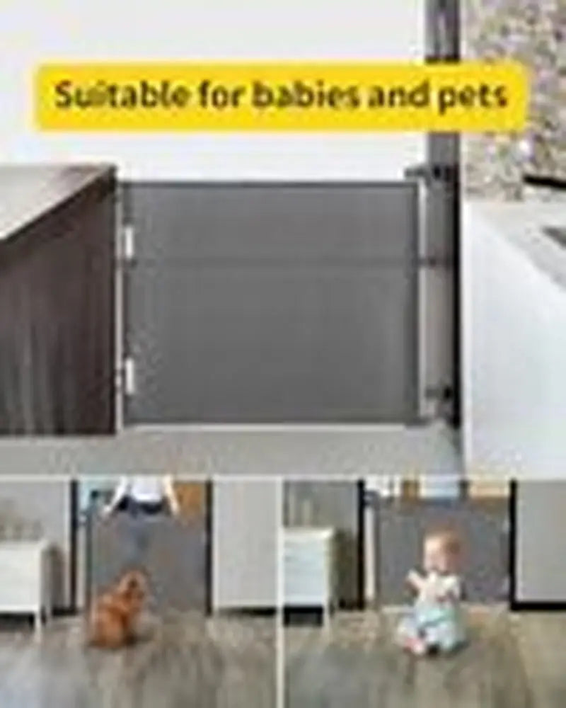 Retractable Baby Gate,Mesh Baby Gate or Mesh Dog Gate,33" 33X55 Inch Gray