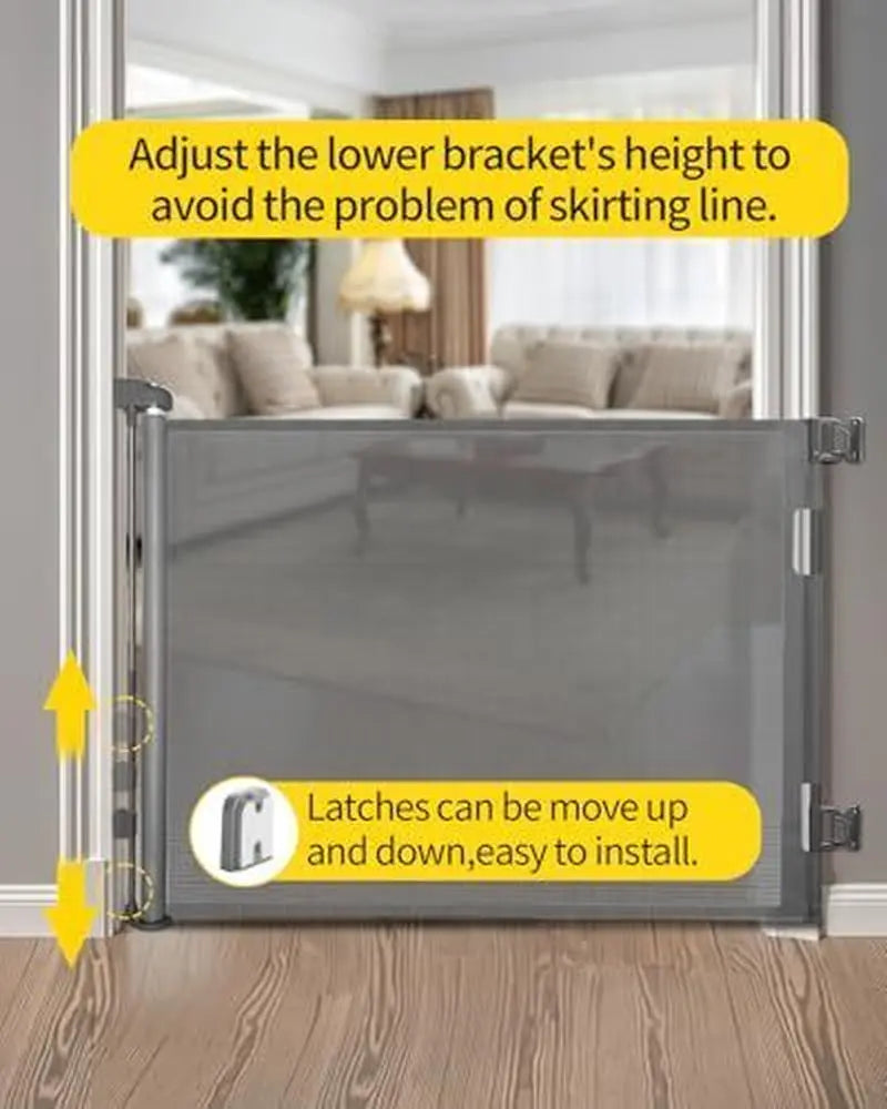 Retractable Baby Gate,Mesh Baby Gate or Mesh Dog Gate,33" 33X55 Inch Gray