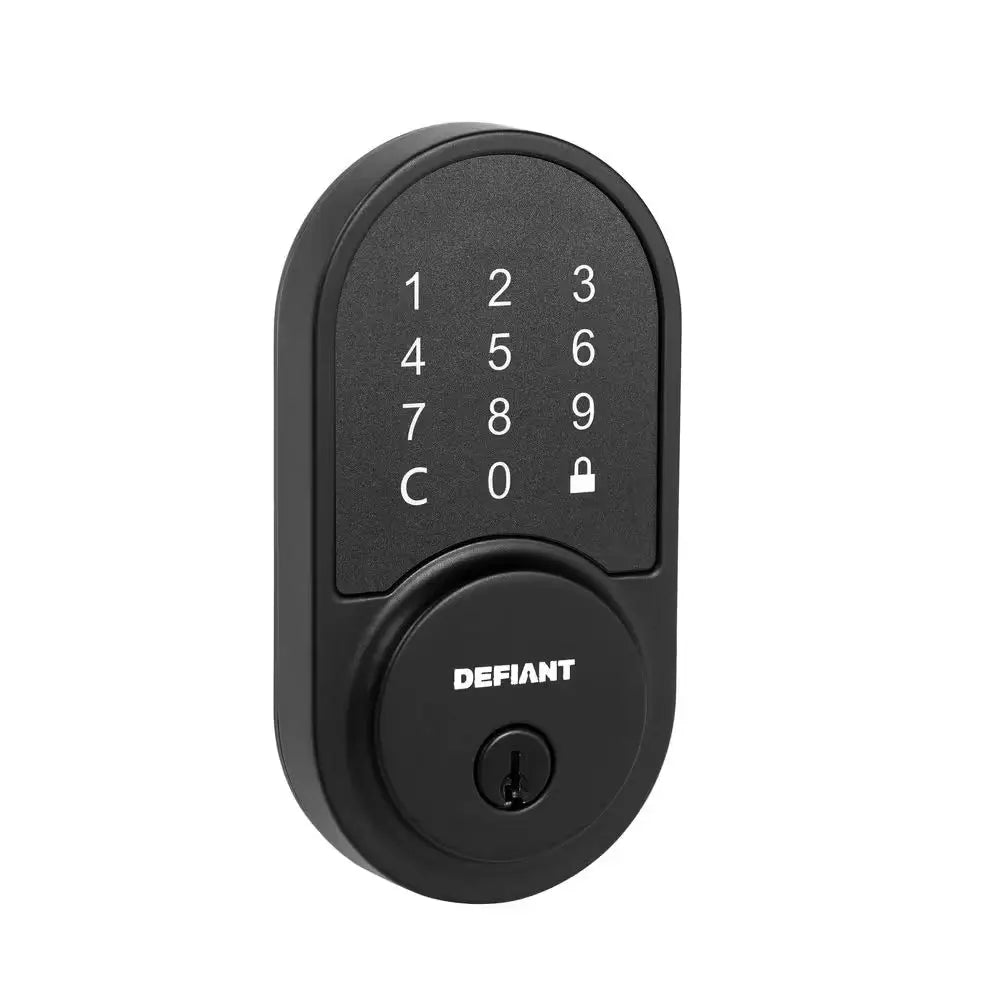 Round Matte Black Smart Wi-Fi Deadbolt Powered by Hubspace